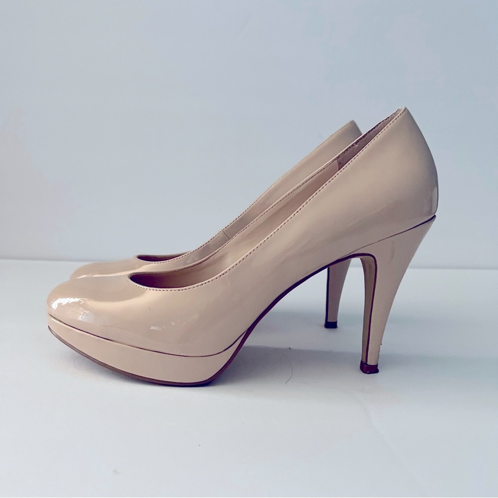 ENZO ANGIOLINI PUMPS PLATFORM HEEL SHOES SIDE 7 NUDE COLOR
